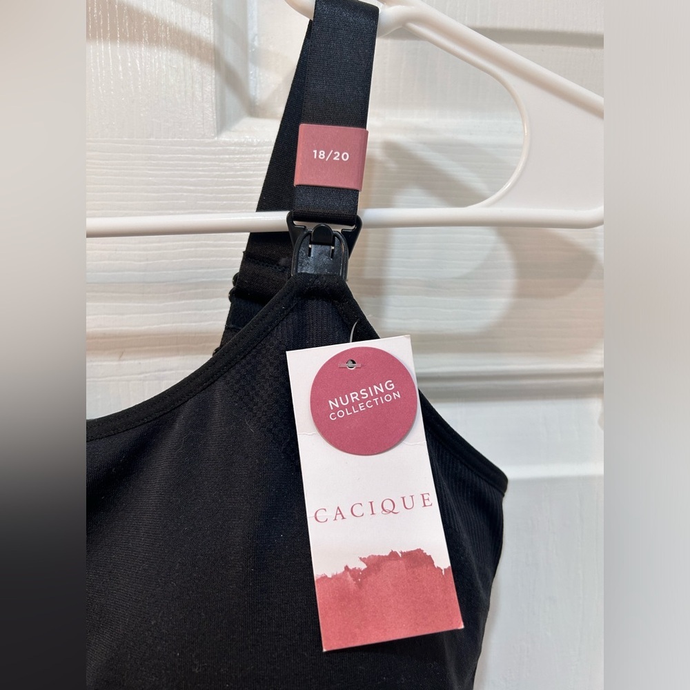 Cacique Black Nursing Cami Sz 18/20 Stretch Comfort Support Breastfeeding Casual - Picture 6 of 7